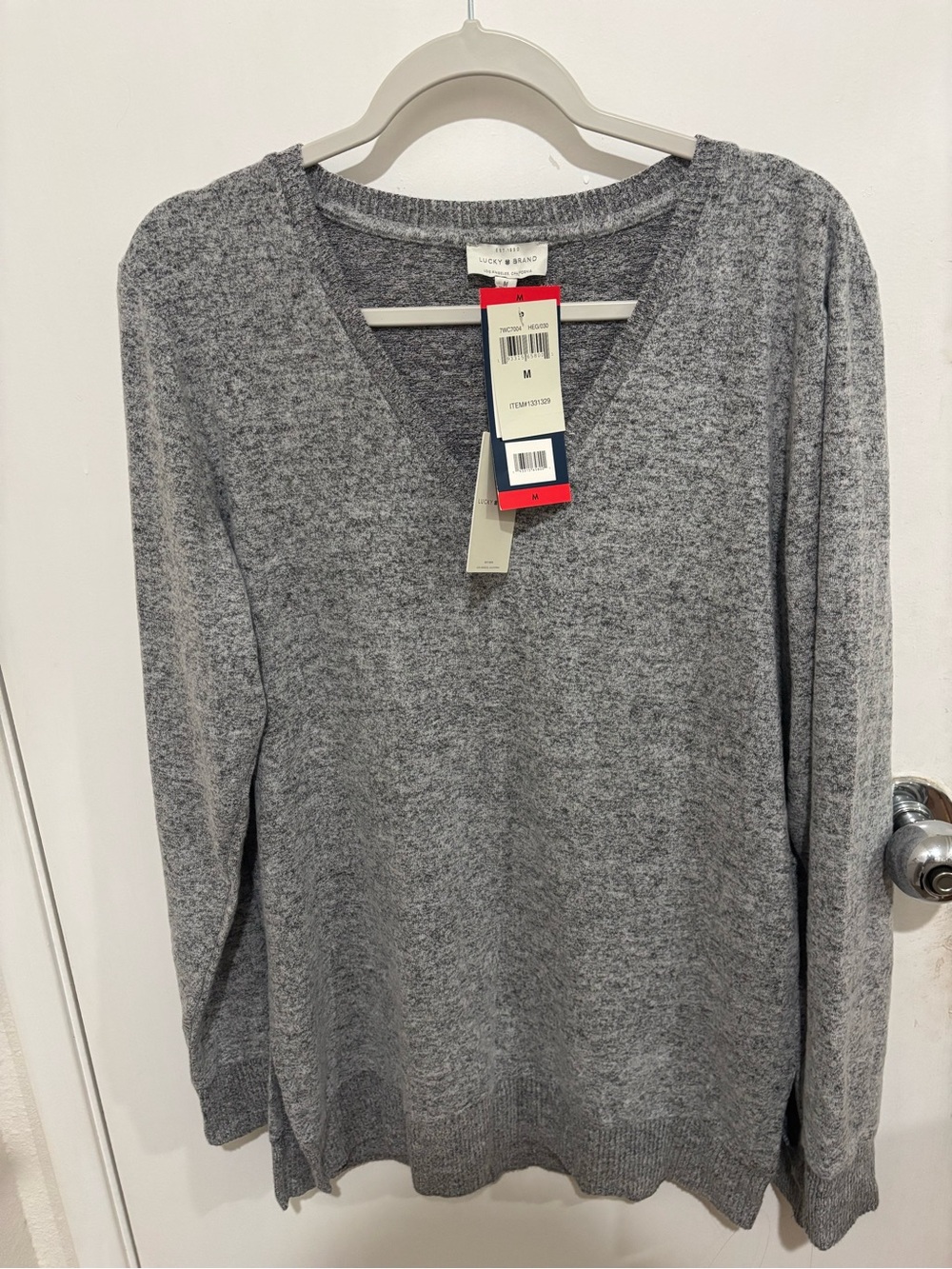 Lucky Brand Men's V-Neck Sweater in Light Heather Gray
